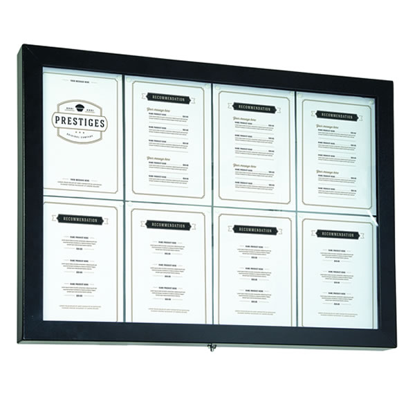 Securit XXL Black LED Wall Menu Case | 8 x A4 Display Box White Light ...